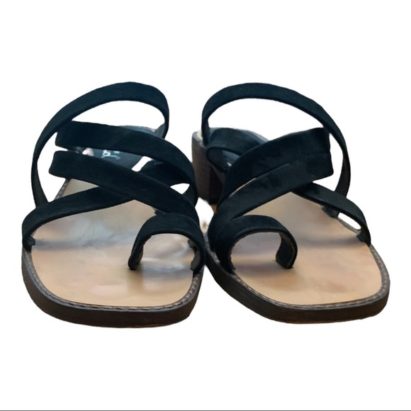 Splendid Women's Stevie Strappy Toe Loop Sandals Heels Suede Summer Black 8.5 - Picture 4 of 12